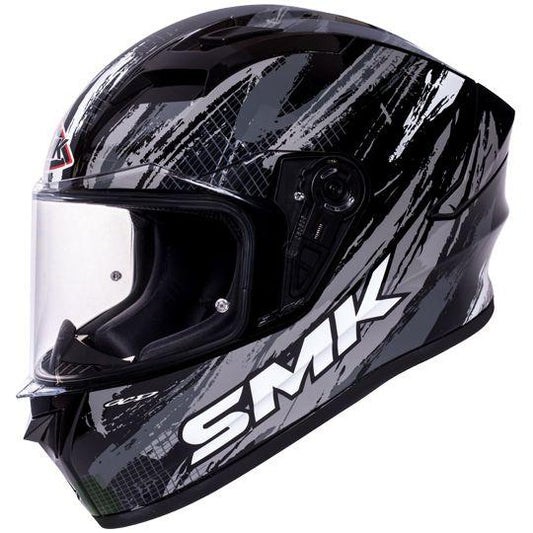 SMK Stellar Meteorite Glossy Black & Grey Helmet - GL266 - Riders-Junction