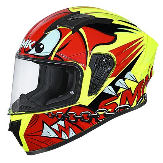 SMK Stellar Monster Glossy Red & Yellow Helmet - GL431 - Riders Junction