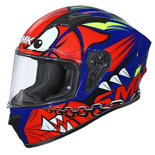 SMK Stellar Monster Glossy Blue & Red Helmet - GL531