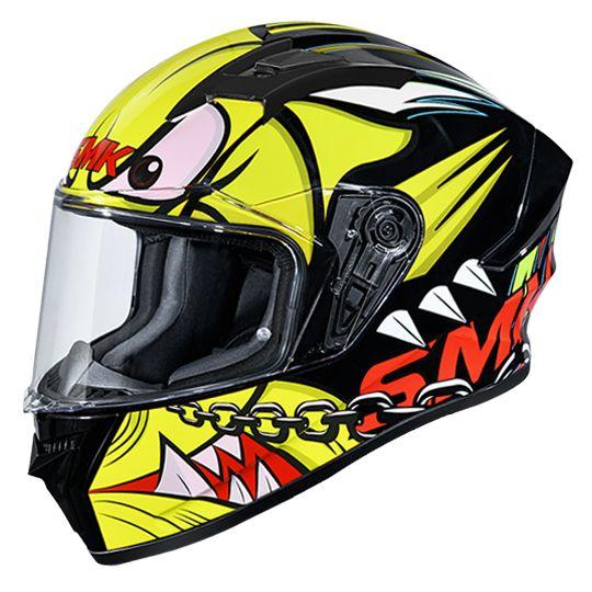 SMK Stellar Monster Glossy Yellow & Black Helmet - GL243 - Riders Junction