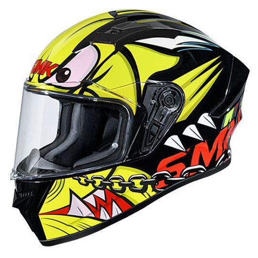 SMK Stellar Monster Glossy Yellow & Black Helmet - GL243 - Riders Junction