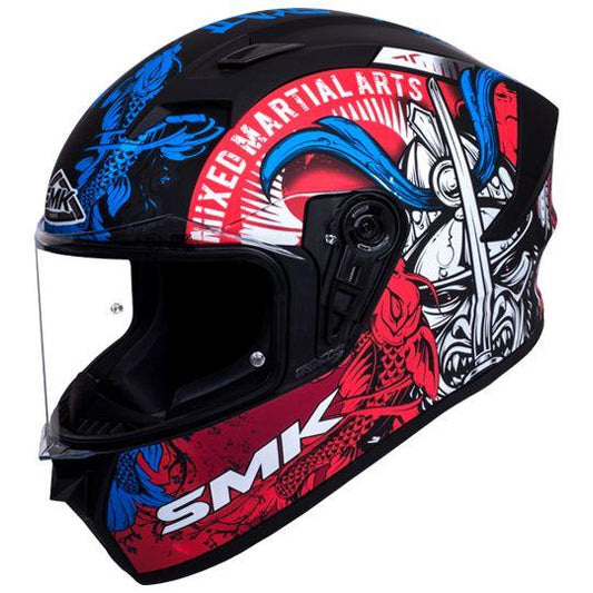 SMK Stellar Samurai Matt Black & Pink Helmet - MA253 - Riders Junction