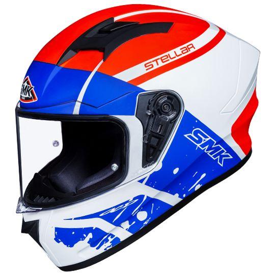 SMK Stellar Squad Matt White & Blue Helmet - MA153 - Riders Junction