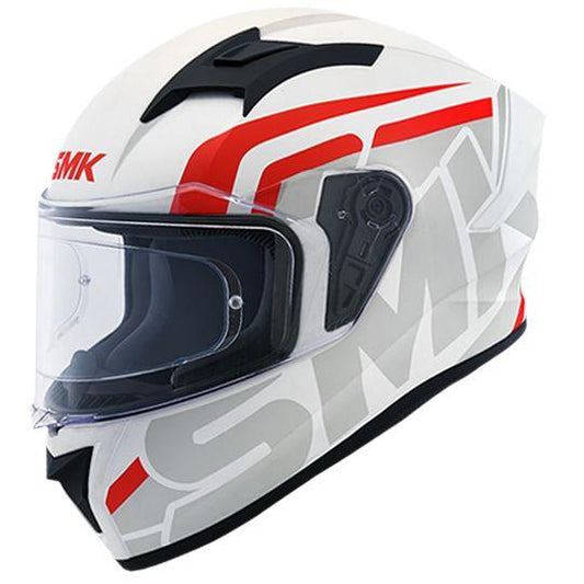 SMK Stellar Stage Matt White & Red Helmet - MA163 - Riders Junction