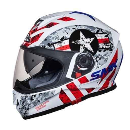 SMK Twister Captain Glossy White & Red Helmet - GL163