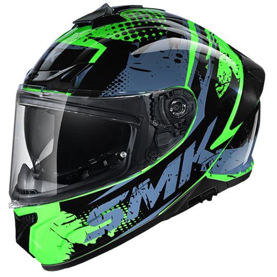 SMK Typhoon Grunge Matt Black & Green Helmet - MA826