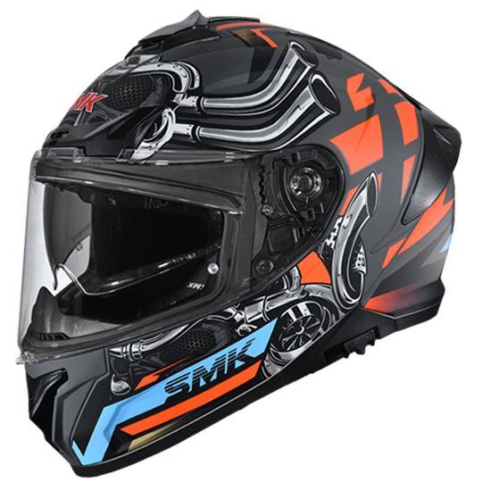 SMK Typhoon Motorhead Glossy Orange & Black Helmet - GL676