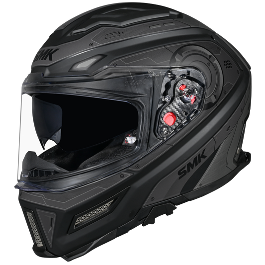 SMK Agnar Cyborg Gloss Black Grey Helmet - GL266