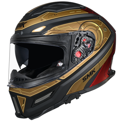 SMK Agnar Cyborg Gloss Black Red Gold Helmet - GL237