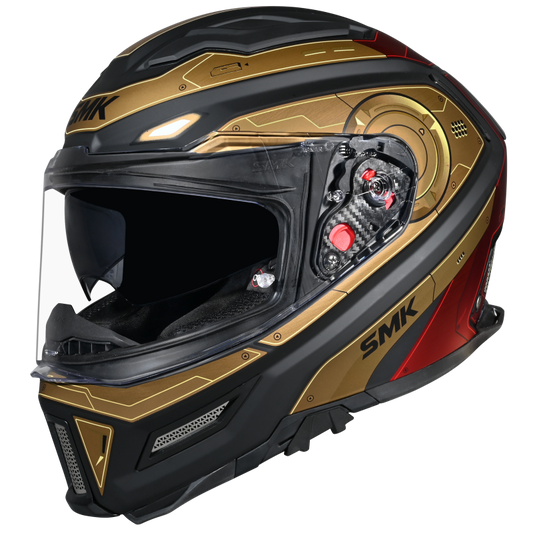 SMK Agnar Cyborg Gloss Black Red Gold Helmet - GL237