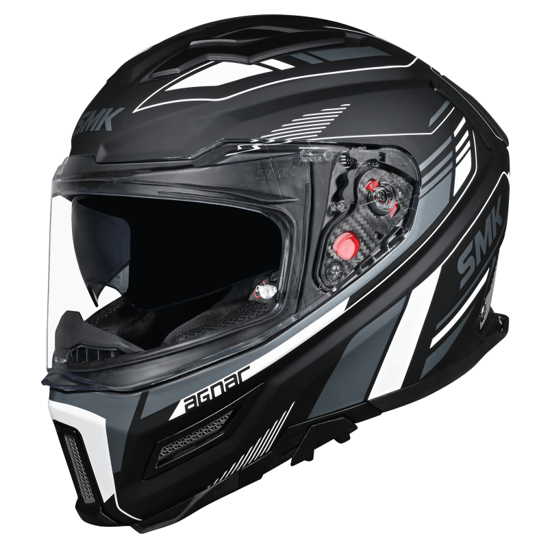 SMK Agnar Revv Matt Grey White Helmet - MA261
