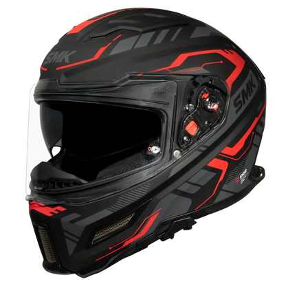 SMK Agnar Tektron Gloss Black Grey Red Helmet - GL263