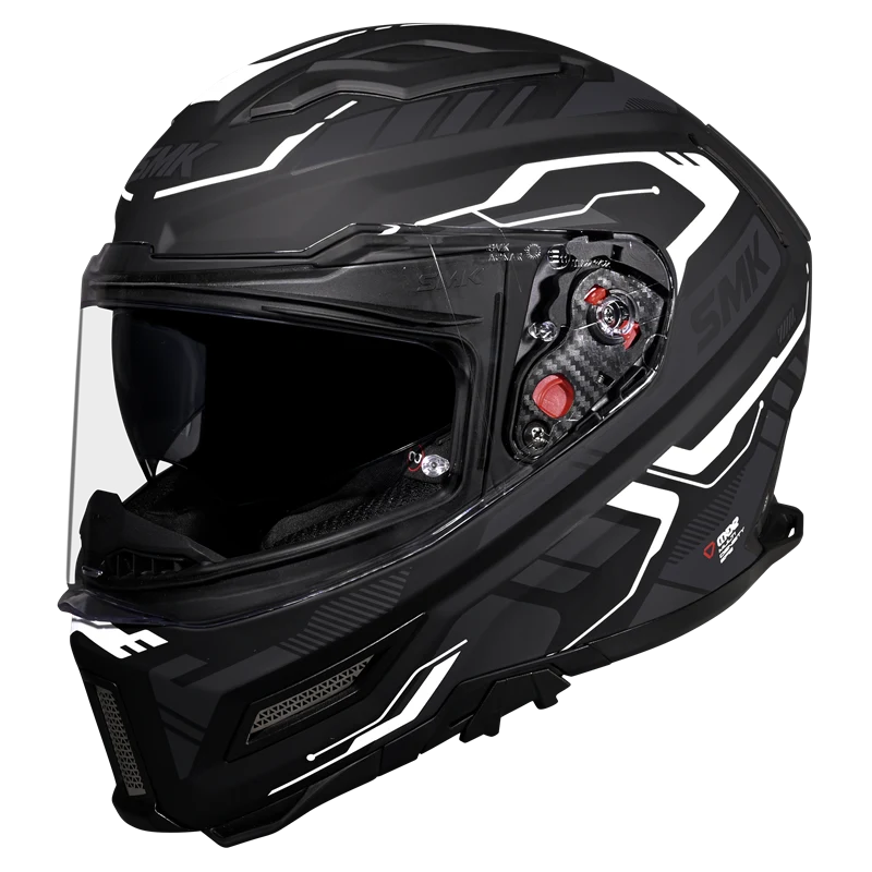 SMK Agnar Tektron Gloss Black Grey White Helmet - GL261