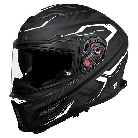 SMK Agnar Tektron Gloss Black Grey White Helmet - GL261