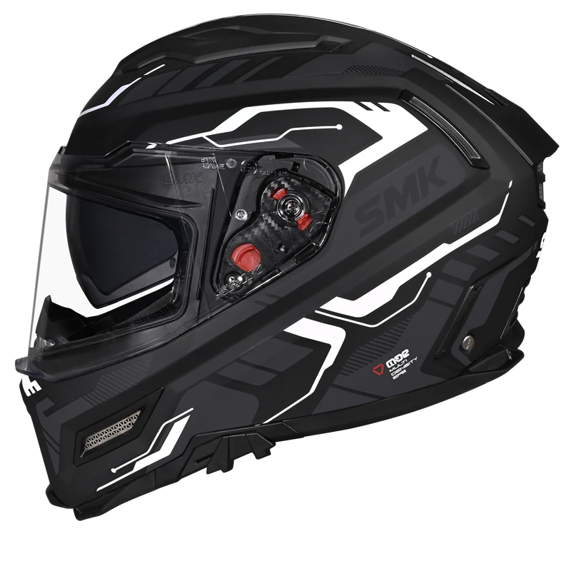SMK Agnar Tektron Gloss Black Grey White Helmet - GL261