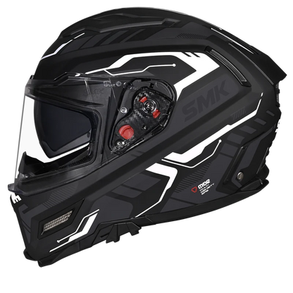 SMK Agnar Tektron Gloss Black Grey White Helmet - GL261