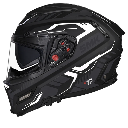 SMK Agnar Tektron Gloss Black Grey White Helmet - GL261