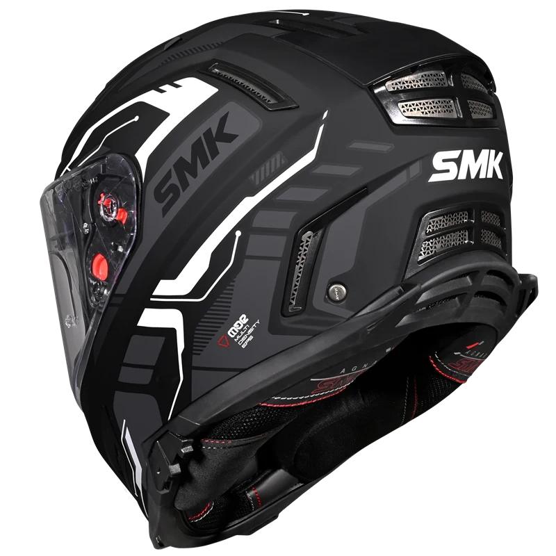 SMK Agnar Tektron Gloss Black Grey White Helmet - GL261