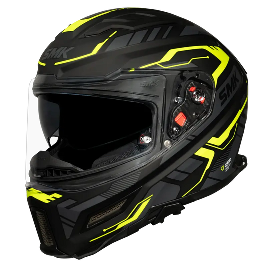 SMK Agnar Tektron Gloss Black Grey Yellow Helmet - GL264