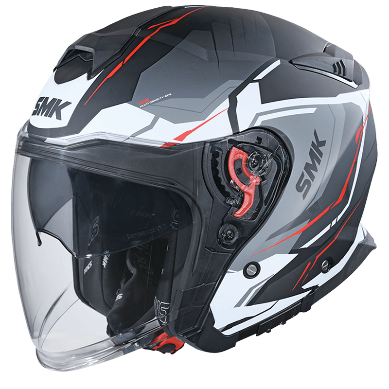 SMK GTJ Escape Black White Red Gloss Helmet - GL213