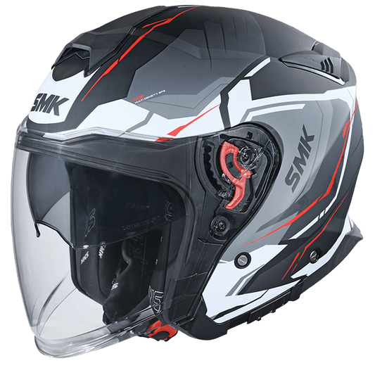 SMK GTJ Escape Black White Red Gloss Helmet - GL213