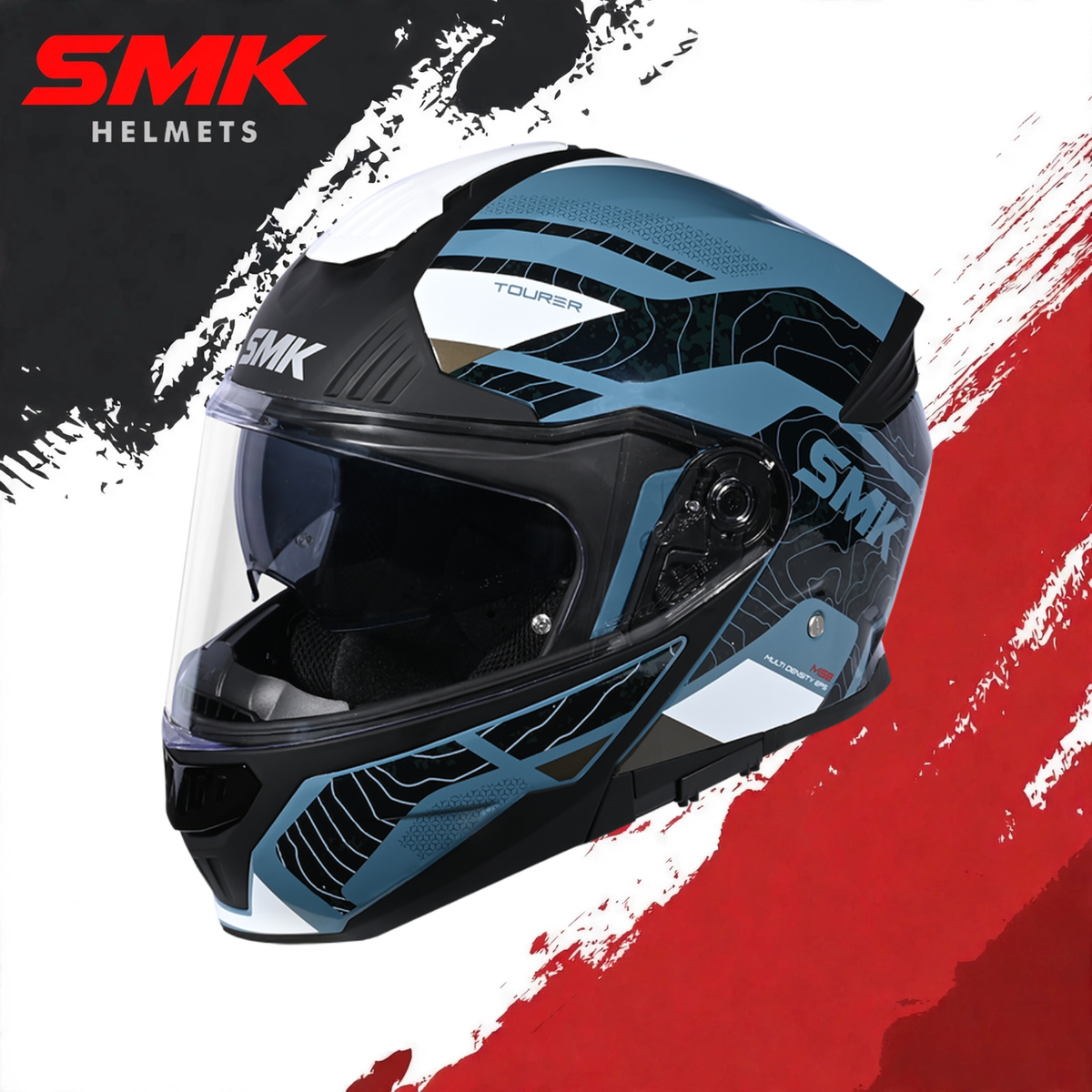 SMK Gullwing Navigator Blue White Gloss Helmet - GL551