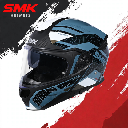 SMK Gullwing Navigator Blue White Gloss Helmet - GL551