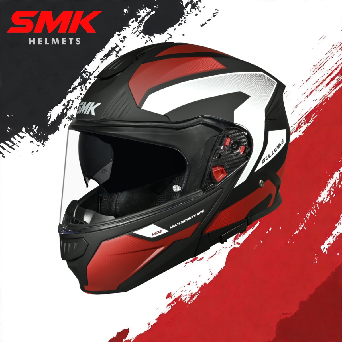 SMK Gullwing Sonic Gloss Black Red White Helmet - GL231