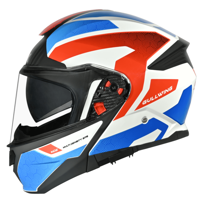 SMK Gullwing Sonic Gloss White Blue Red Helmet - GL153