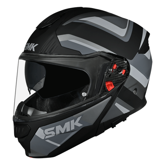 SMK N1 ISI Flip-Up Helmet Gullwing S01 V2 with Clear Visor Omega Graphic - MA264