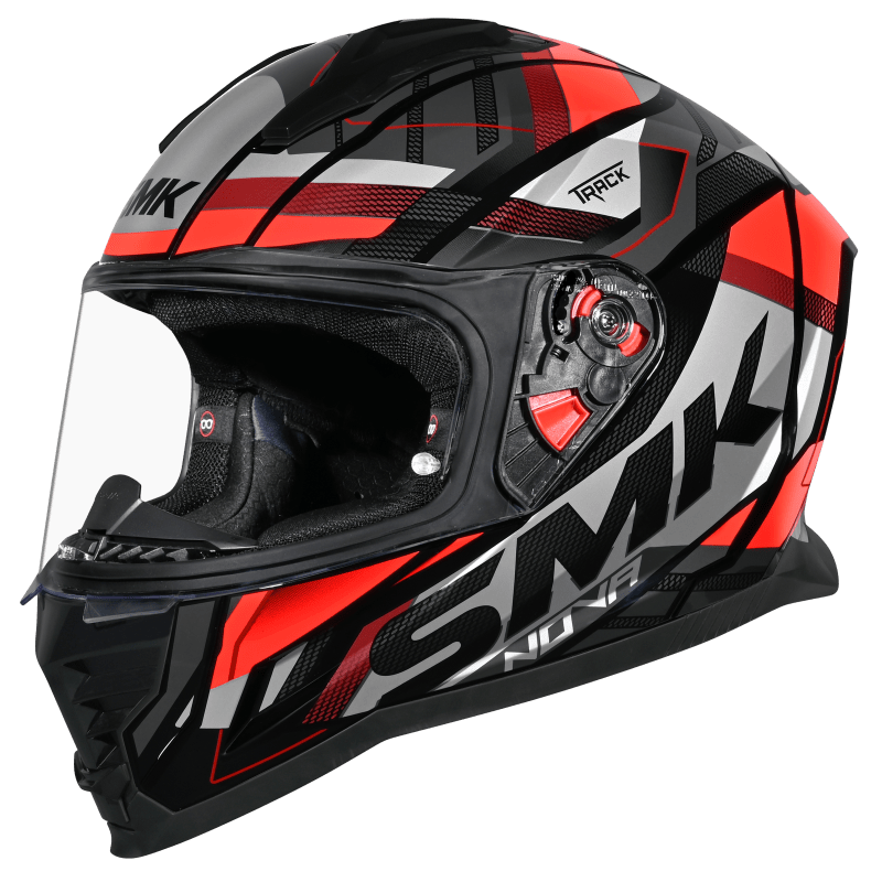 SMK N1 ISI Full-Face Nova Helmet D-Ring With Clear Visor Track Graphic - MA263