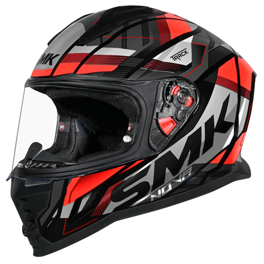 SMK N1 ISI Full-Face Nova Helmet D-Ring With Clear Visor Track Graphic - MA263