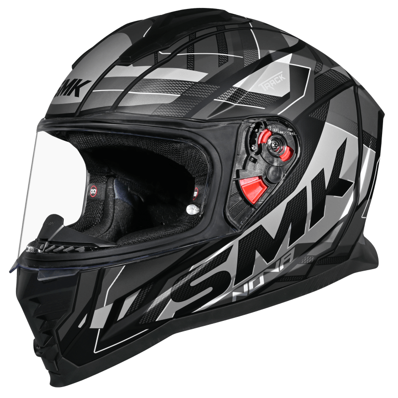 SMK Nova Helmet With Clear Visor Track Graphic - GL266