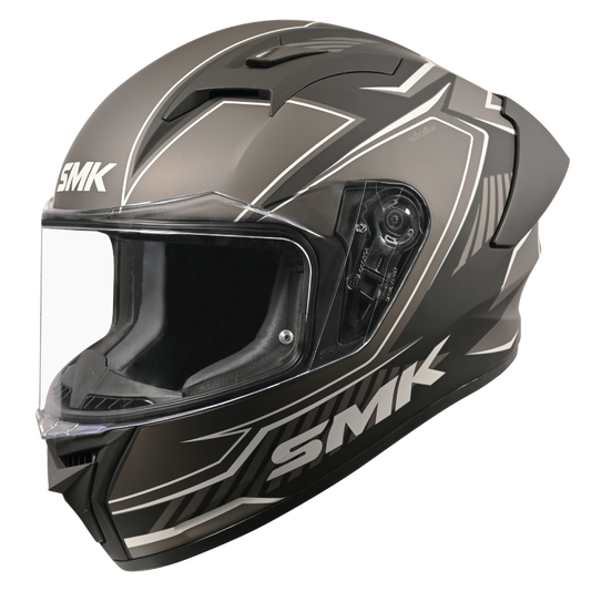 SMK Stellar Sports Adox Gloss Black Grey Helmet - GL266