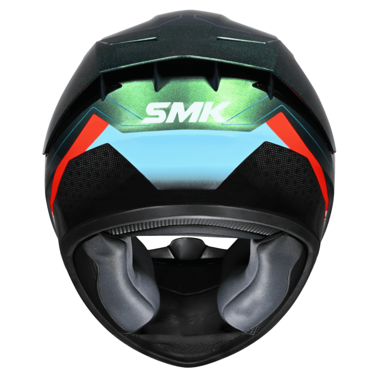 SMK Stellar Sports Flight Gloss Black Blue Orange Chameleon Helmet - GL257C