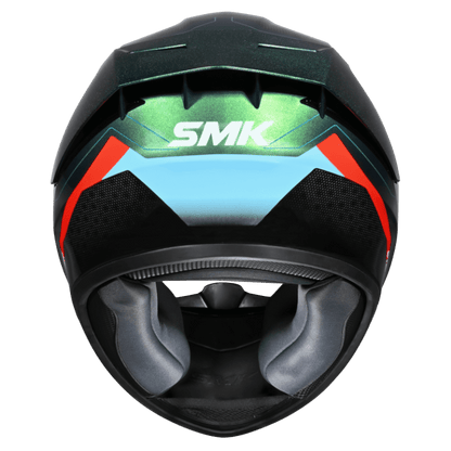 SMK Stellar Sports Flight Gloss Black Blue Orange Chameleon Helmet - GL257C