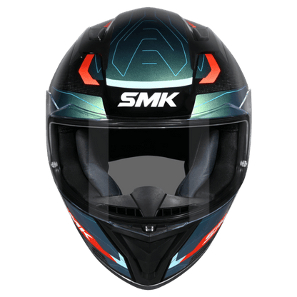 SMK Stellar Sports Flight Gloss Black Blue Orange Chameleon Helmet - GL257C