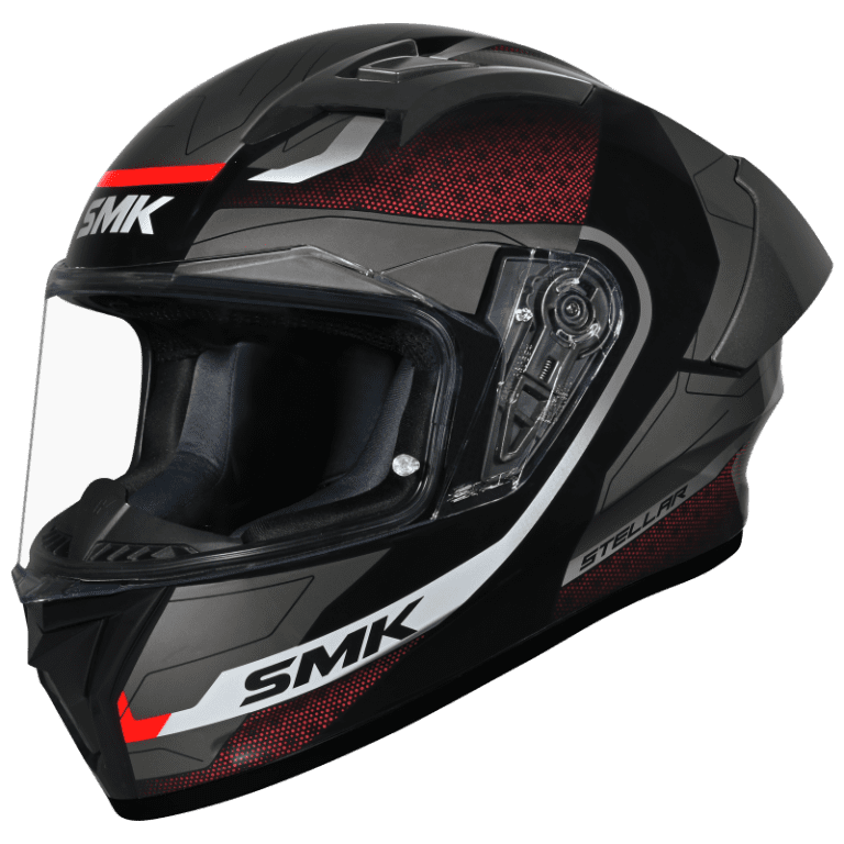 SMK Stellar Sports Flight Gloss Black Red Grey Helmet - GL236