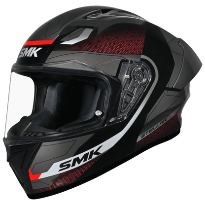 SMK Stellar Sports Flight Gloss Black Red Grey Helmet - GL236