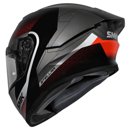 SMK Stellar Sports Flight Gloss Black Red Grey Helmet - GL236