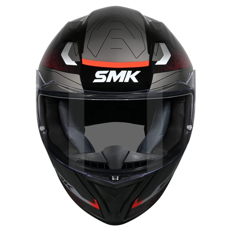 SMK Stellar Sports Flight Gloss Black Red Grey Helmet - GL236