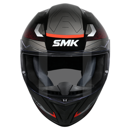 SMK Stellar Sports Flight Gloss Black Red Grey Helmet - GL236