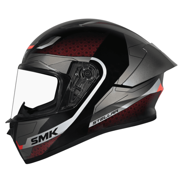 SMK Stellar Sports Flight Gloss Black Red Grey Helmet - GL236