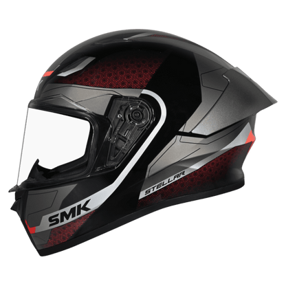 SMK Stellar Sports Flight Gloss Black Red Grey Helmet - GL236