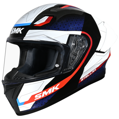 SMK Stellar Sports Flight Gloss Black White Red Helmet - GL213