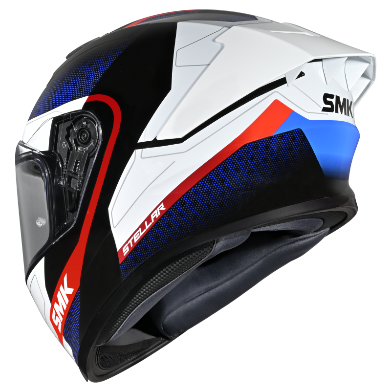 SMK Stellar Sports Flight Gloss Black White Red Helmet - GL213