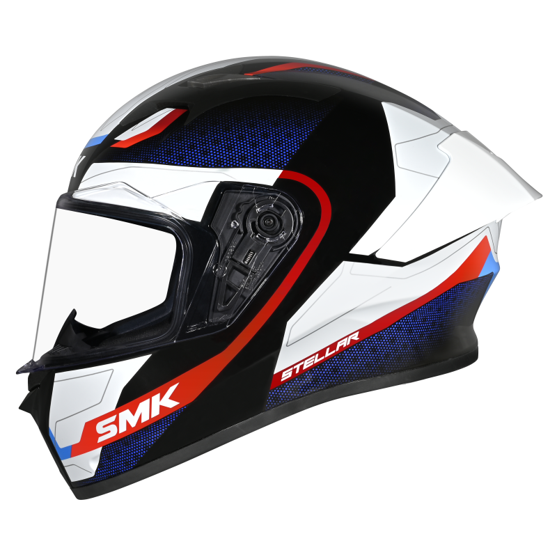 SMK Stellar Sports Flight Gloss Black White Red Helmet - GL213