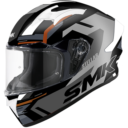 SMK Stellar Sports K-Power Matt Black Grey Orange Helmet - MA267