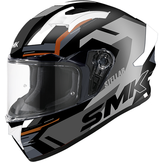 SMK Stellar Sports K-Power Matt Black Grey Orange Helmet - MA267