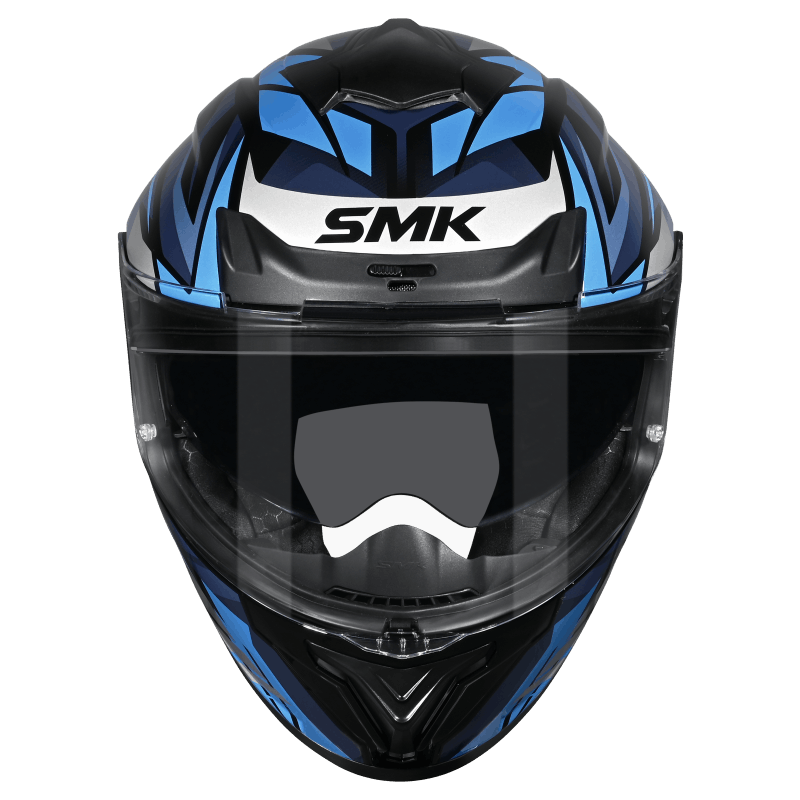 SMK Typhoon Rival Gloss Black Blue Grey Helmet - GL256